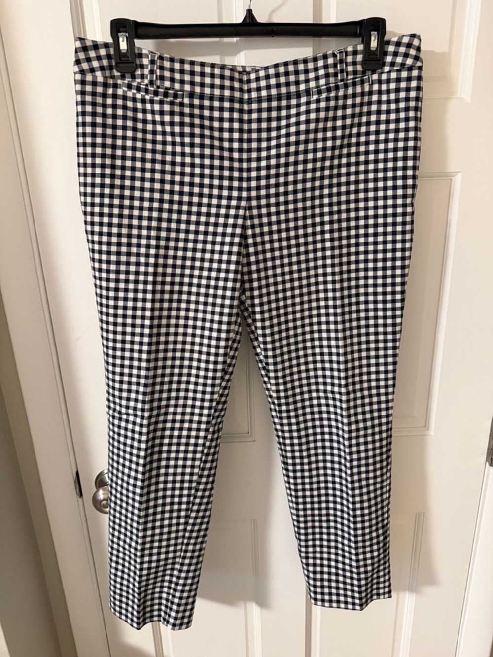 White House Black Market Gingham Slim Crop Pants Black/White Size 14